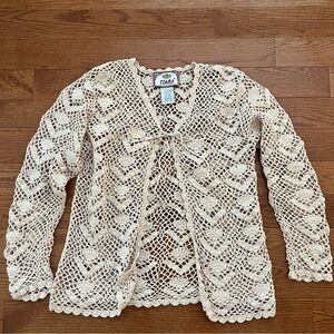 Crochet cardigan with tie front
